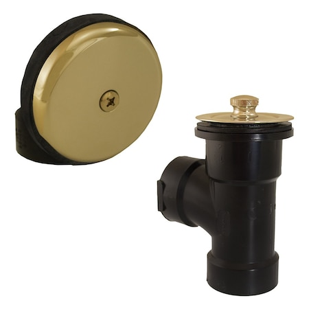 Jones Stephens Polished Brass One-Hole Friction Lift Bath Waste Kit, Direct T-Waste Half Kit, Black Plastic B07043